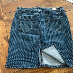 Earl Jean mini Skirt Womens 8 Navy Blue Polka Dot A Line Front Zip light stretch